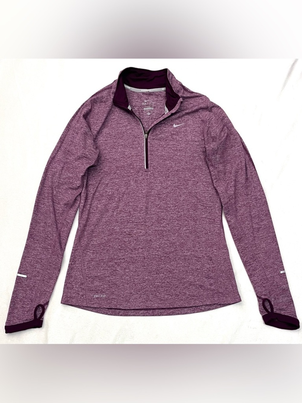 Nike Dri-Fit Quarter Zip Purple Heather Long Sleeve Women’s Performance Top